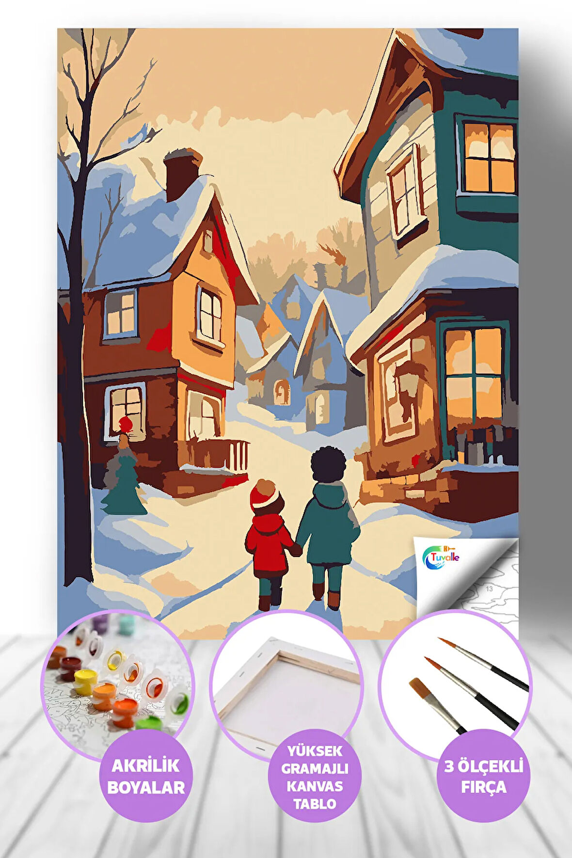 Sakin Suların Şarkısı Sayılarla Boyama Seti, Hobi Seti, 40X50 Tablo, Fırça Boya, Numaralı Tuval