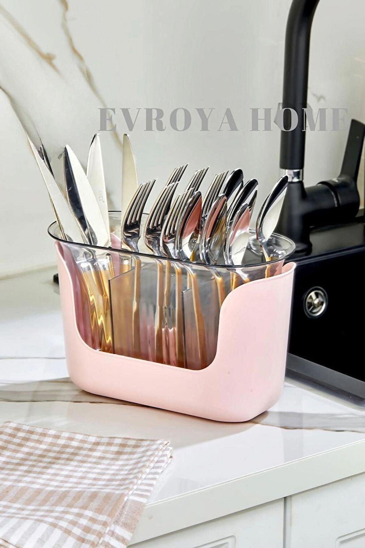 EVROYA HOME Sakura Lüx Çıkarılabilir Süzgeçli Tezgah Üstü Kaşıklık