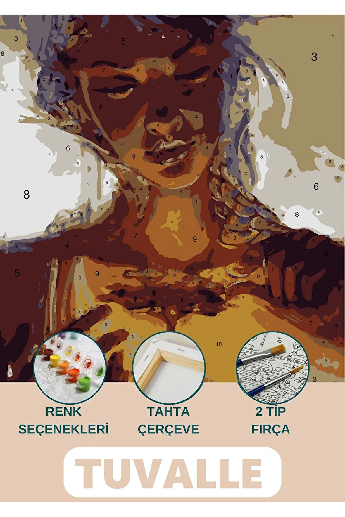 Kadın Sanattır Sayılarla Boyama Seti, Hobi Seti, 40X50 Tablo, Fırça Boya Asma Aparatı Dahil, Kadın