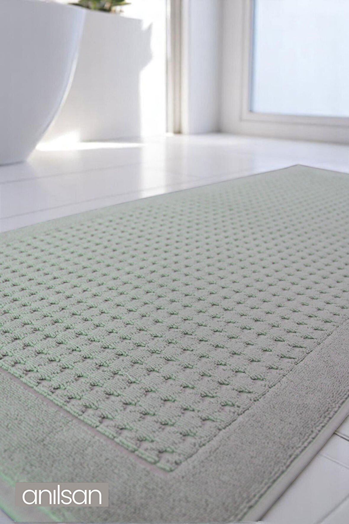 Sandy Yeşil Büyük Ayak Havlusu - 50x120 Cm , 920 GR %100 Pamuk, Spa Ve Otel Banyo Paspası 