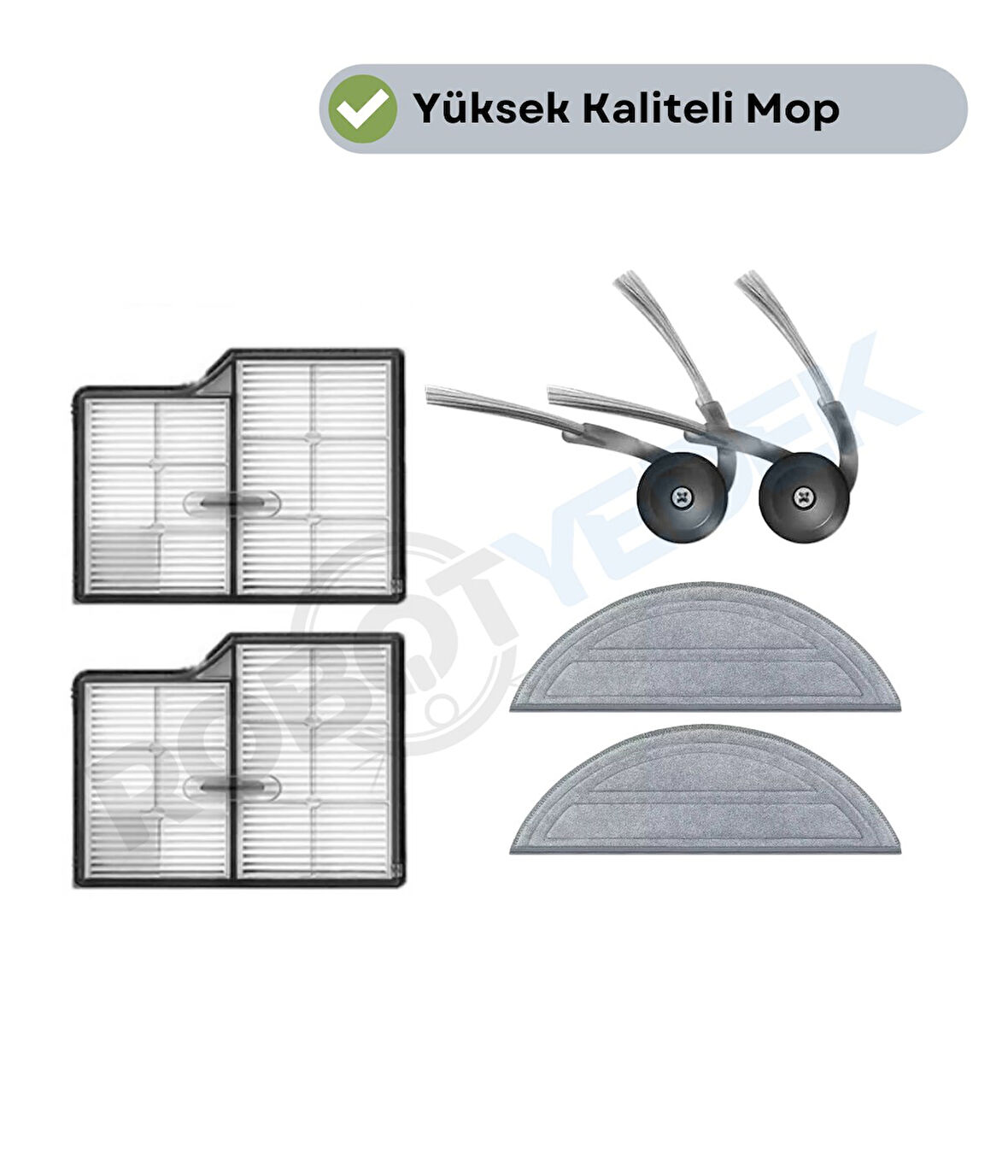 Roborock Saros 10 Uyumlu Hepa Filtre Yan Fırça Mop-6 Parça