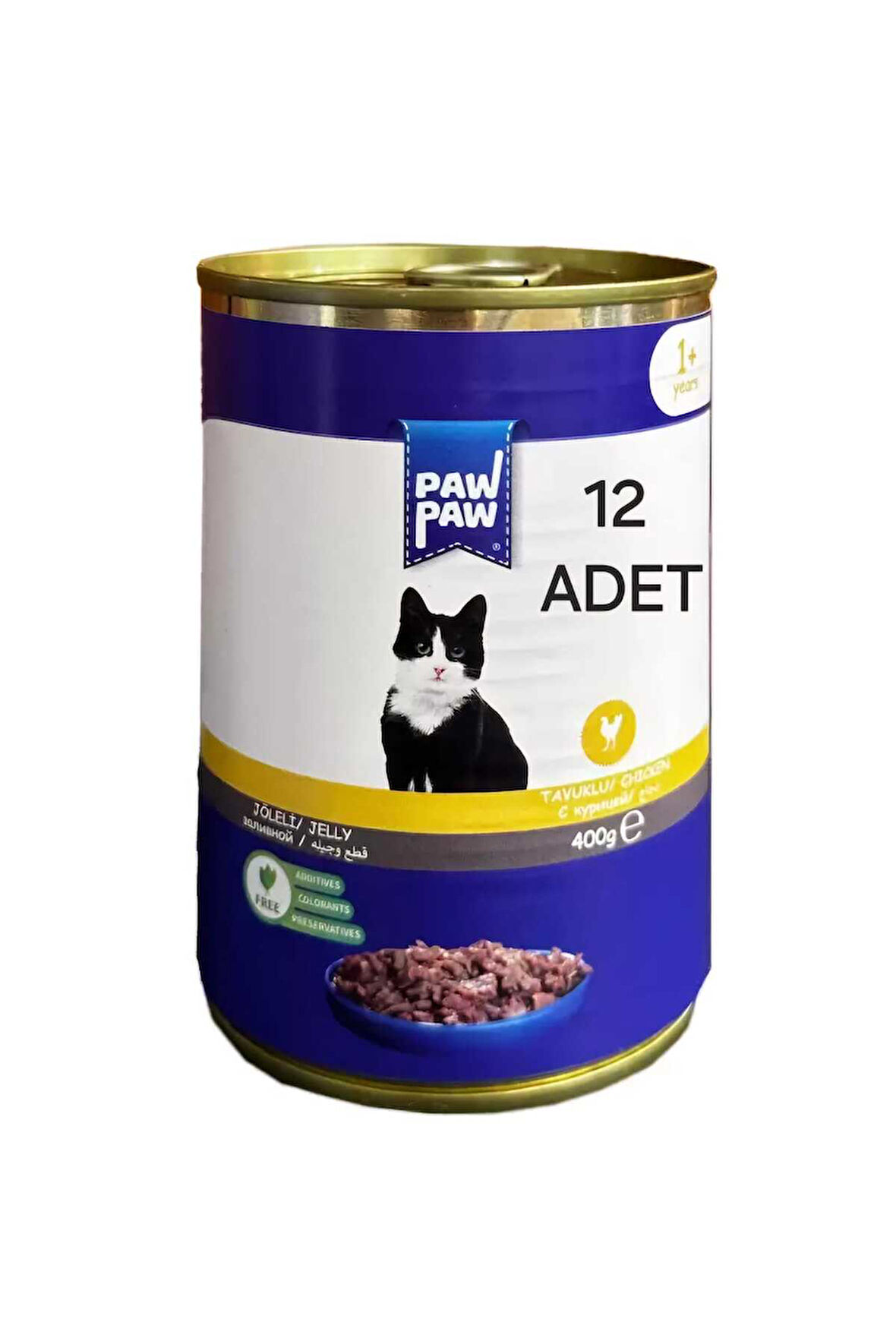 Saygın Pet Paw Paw Parça Etli Jelli Tavuklu Kedi Konservesi 400 gr 12 Adet