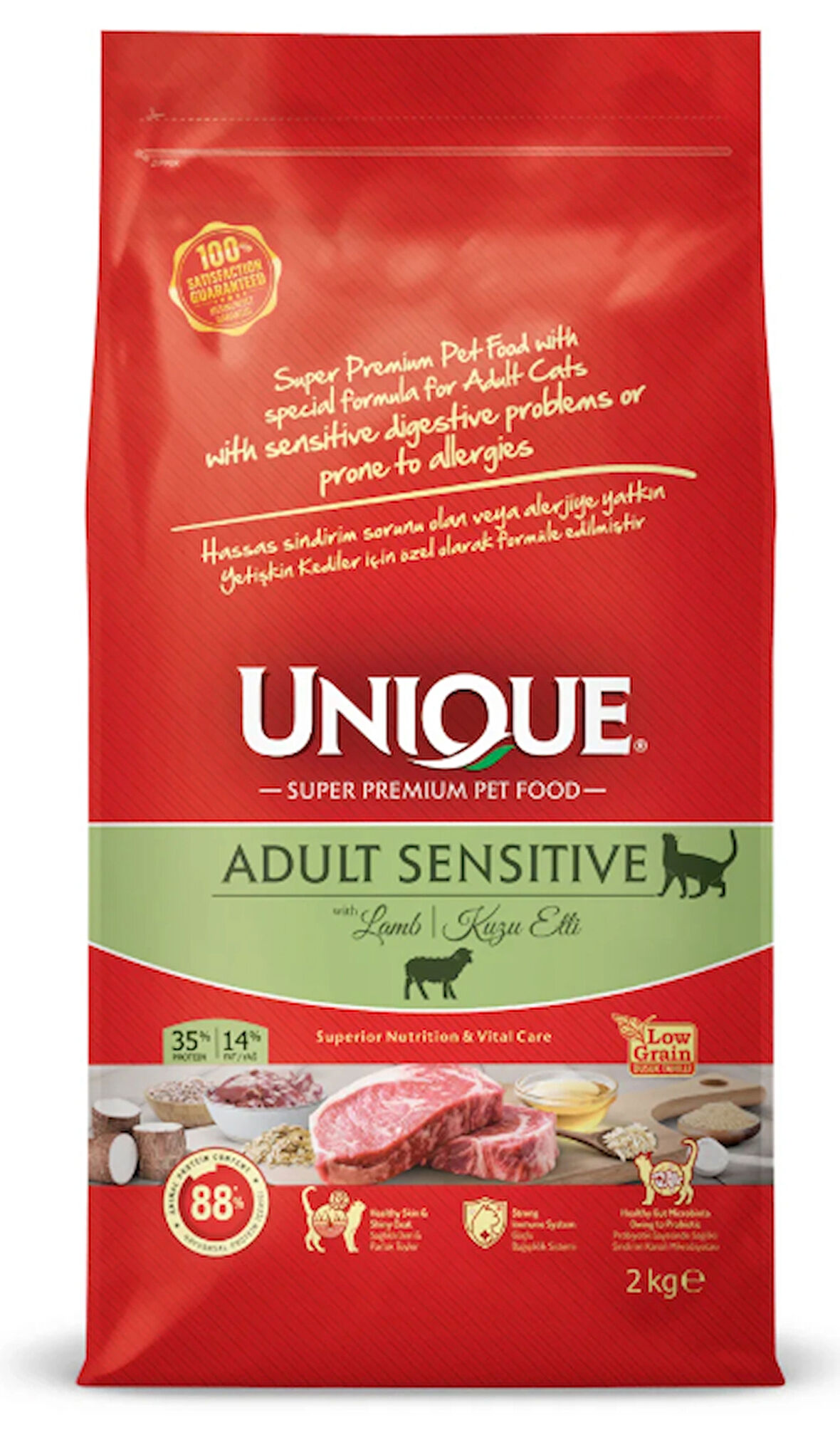 Unique Sensitive Kuzu Etli 2 kg Yetişkin Kedi Maması
