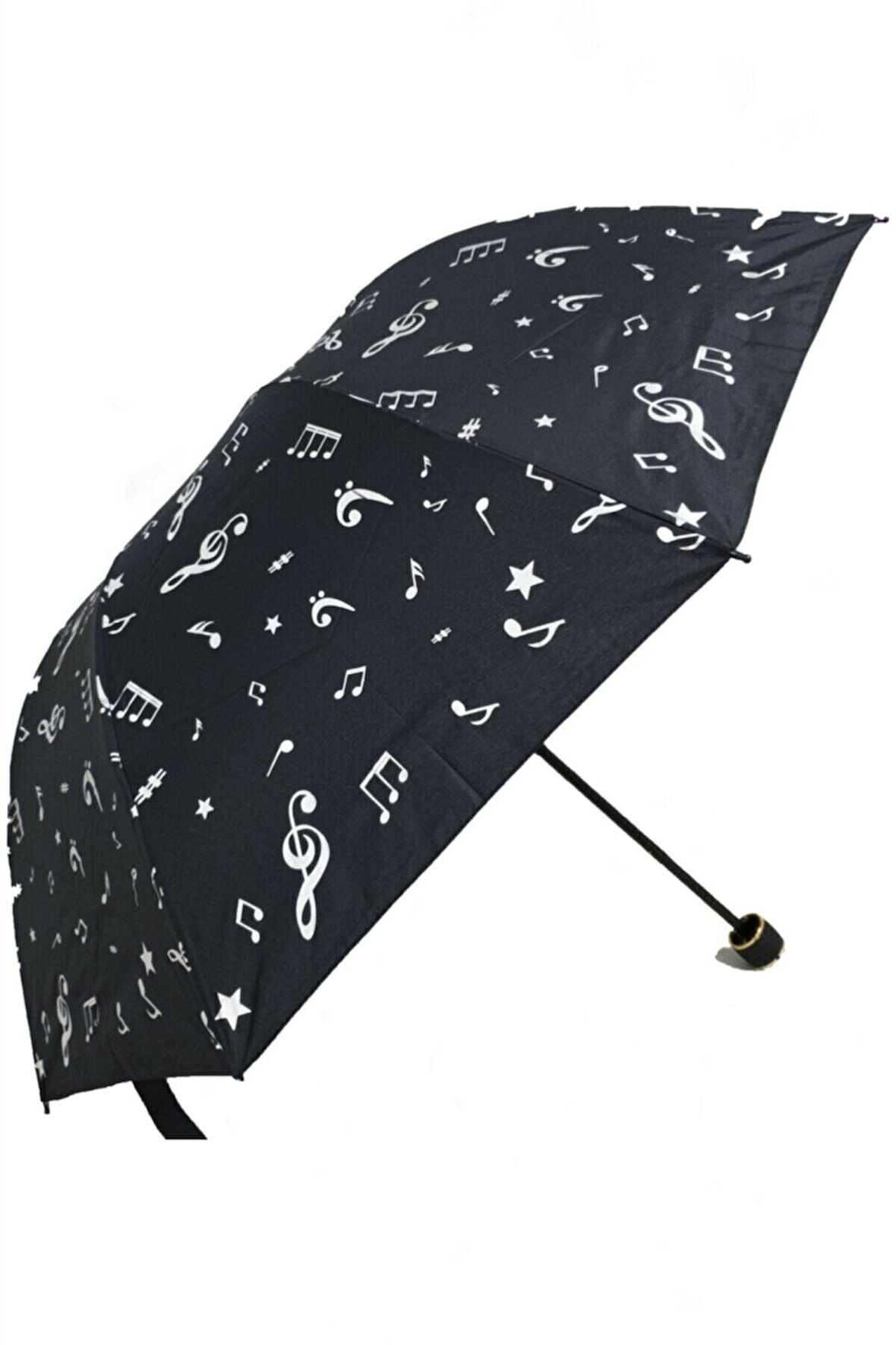 Siyah Müzik Notalı Kadın Şemsiye - Siyah