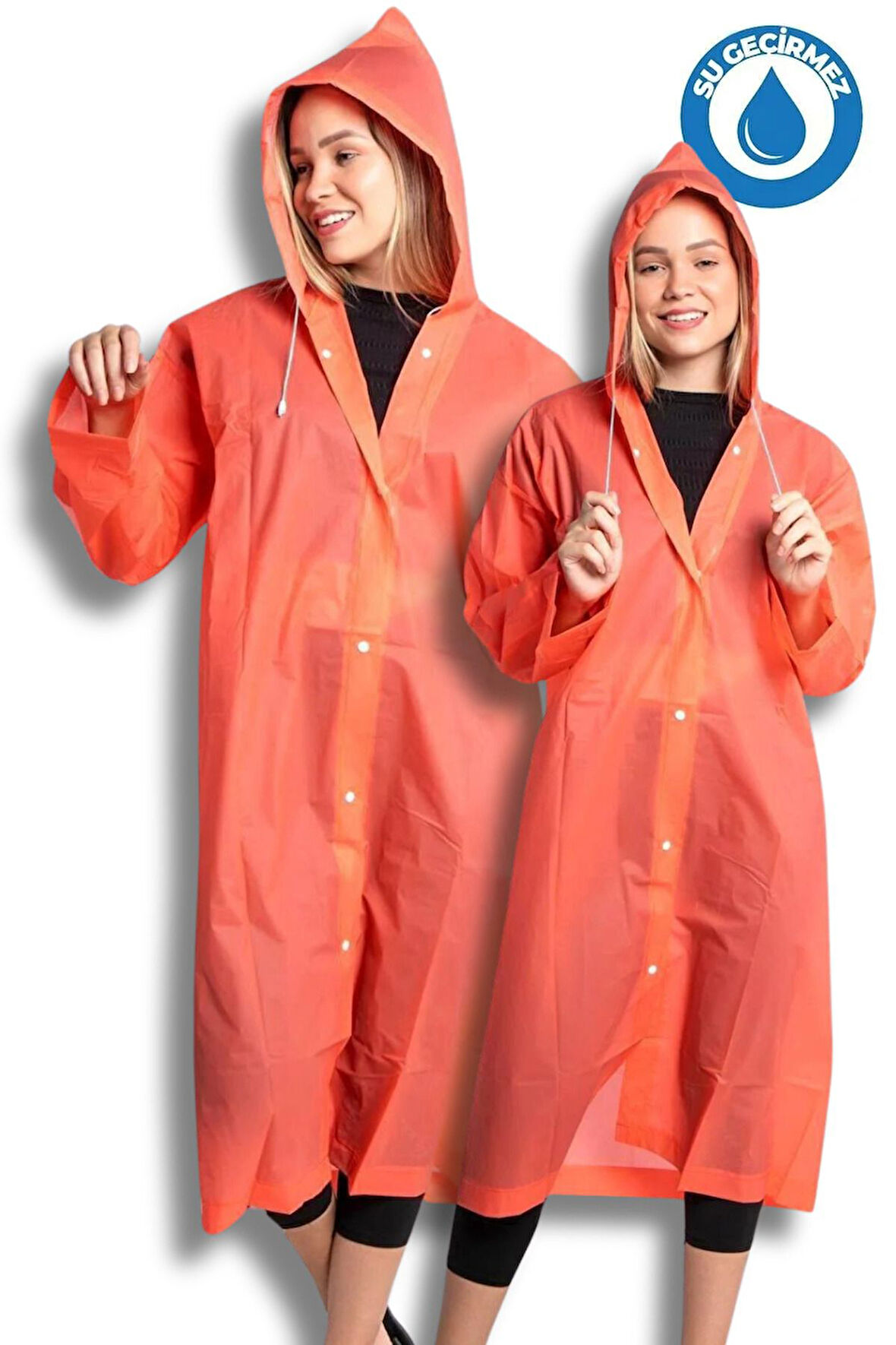 Kadın Erkek Yağmurluk Kapüşonlu Çıtçıtlı Eva Turuncu Yağmurluk Bymmrc881r14