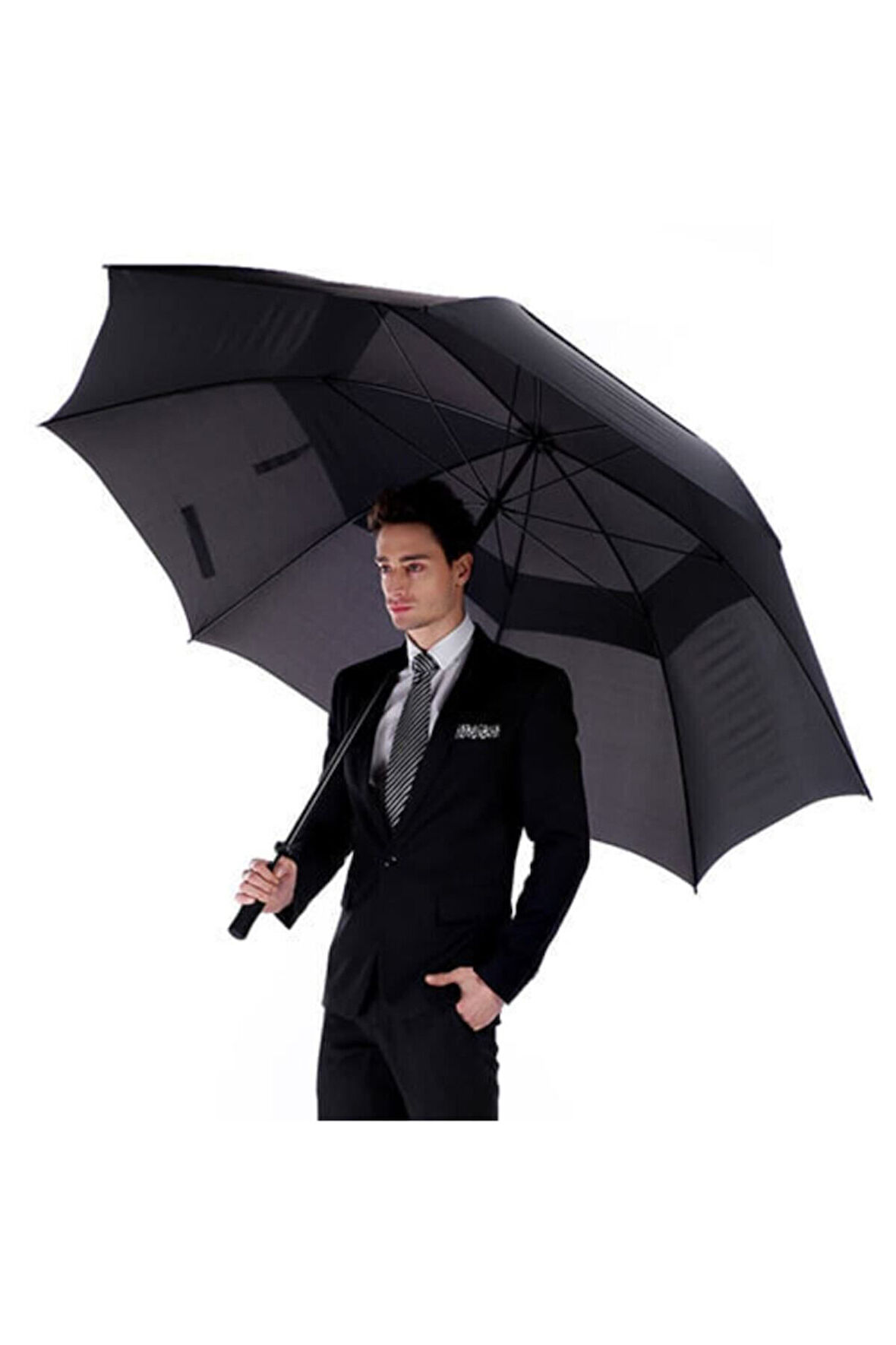 Çift Katmanlı Fiber Gövdeli Lüx Protokol Şemsiye 136 Cm