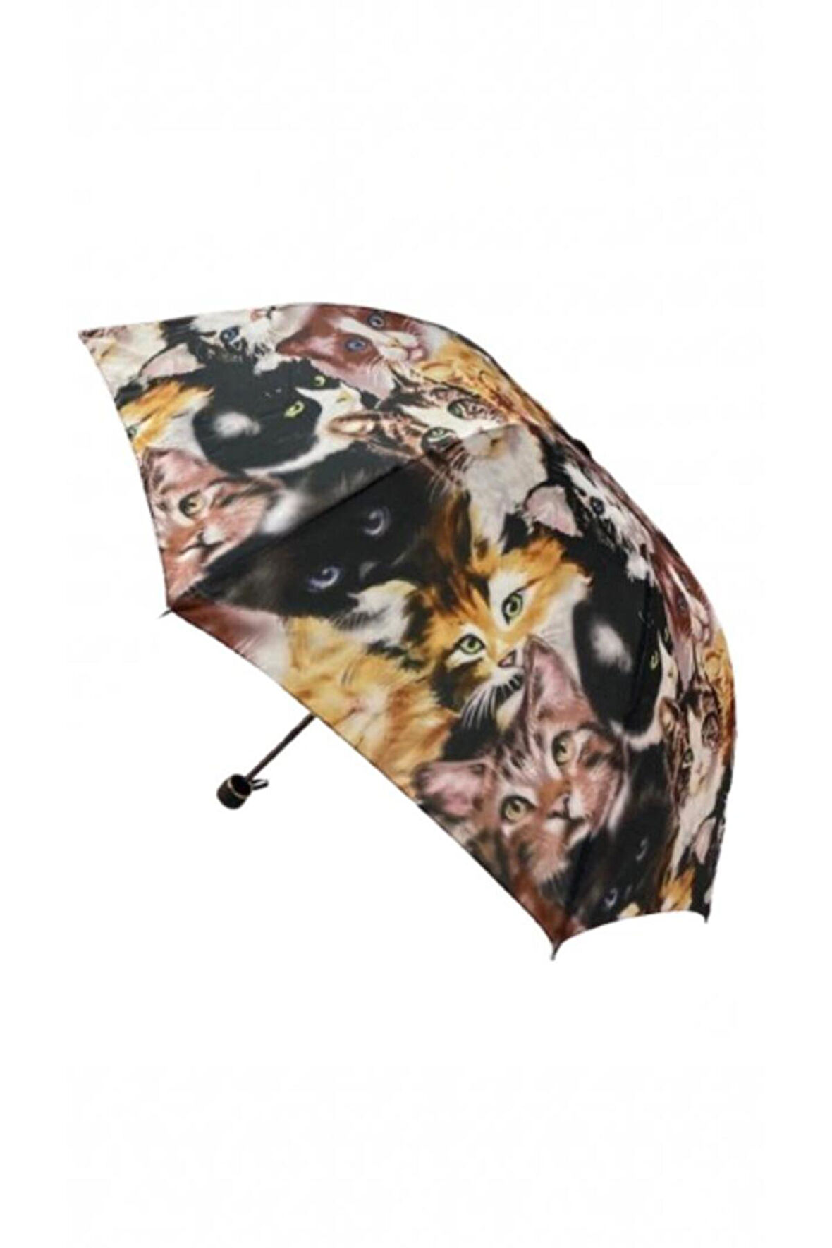 Kedi Desenli 8 Telli Manuel Rüzgara Dayanıklı Şemsiye