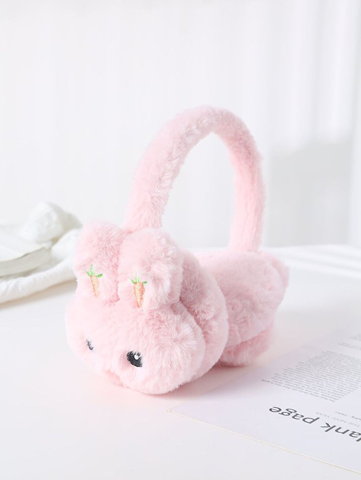 Çocuk Tavşan Ponpon Kulaklık Pembe 