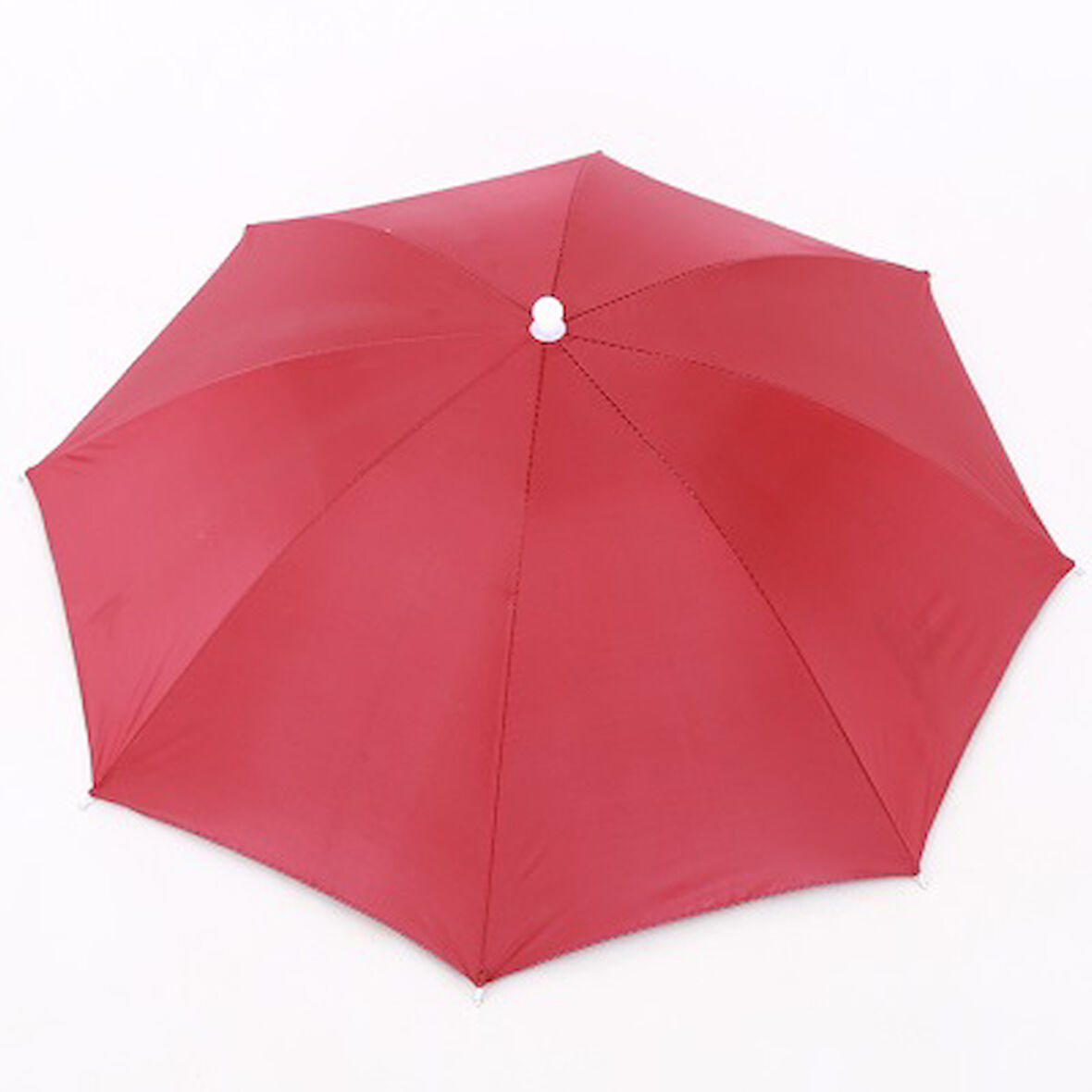 Kafaya Takılan Şemsiye Gölgelik Plaj Yazlık Kafa Şemsiyesi- Kırmızı