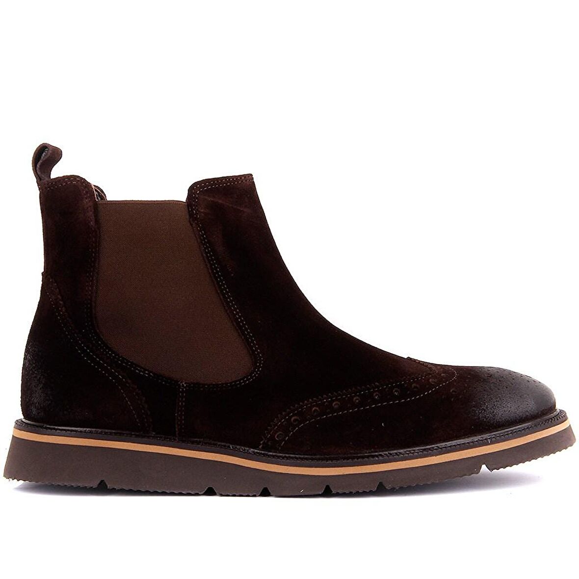 Sail Laker's Küt Burun Orta Topuk Lastikli Soğuk Havaya Dayanıklı Günlük Kahverengi Klasik Bot Süet