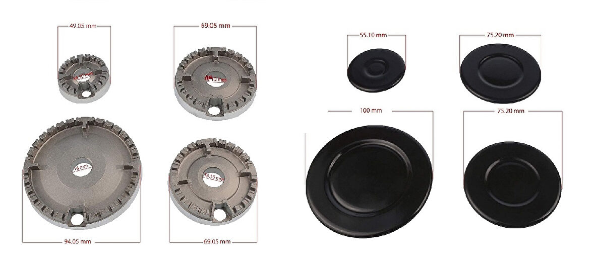 Çetintaş Metal Başlık Bek Takımı 8 Parça , Ankastre & Set Üstü Ocak  Bek Takım