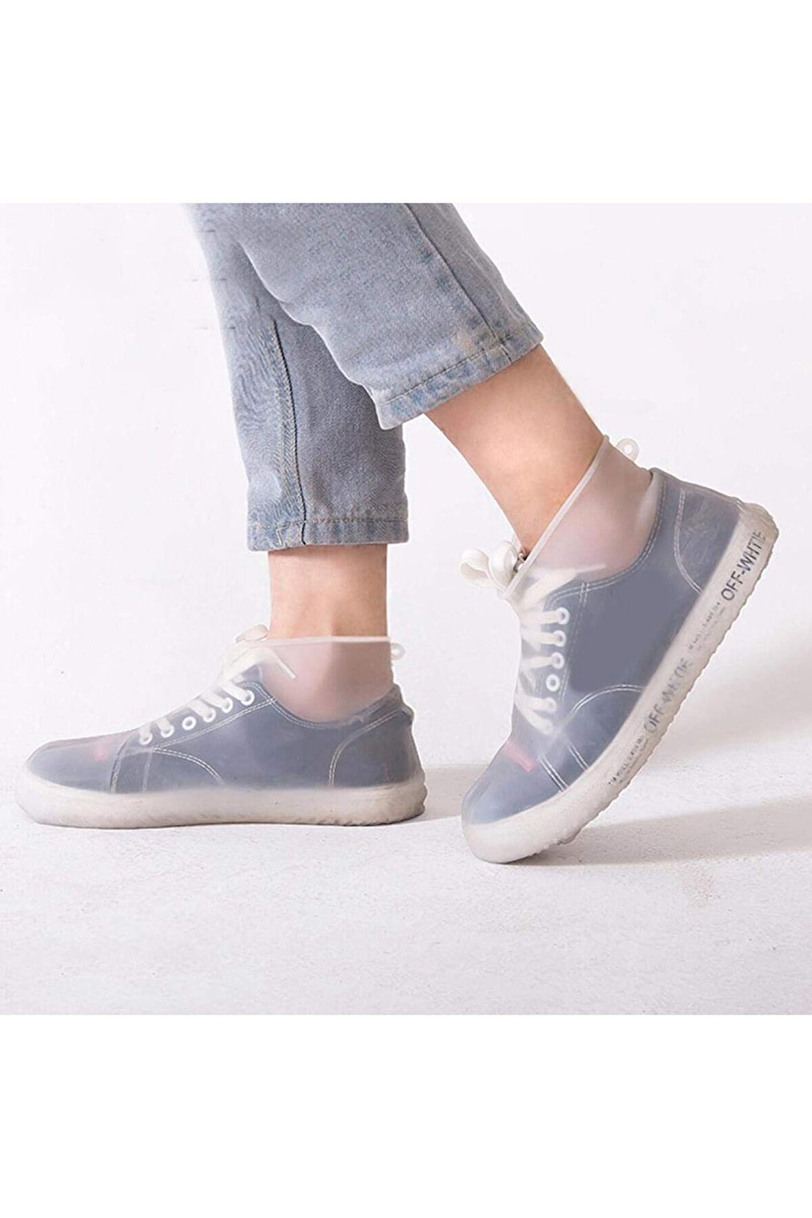 Ayakkabı koruyucu silikonu yağmur koruyucu su geçirmez ayakkabı kılıfı tırtıklı esnek 34-41 numara