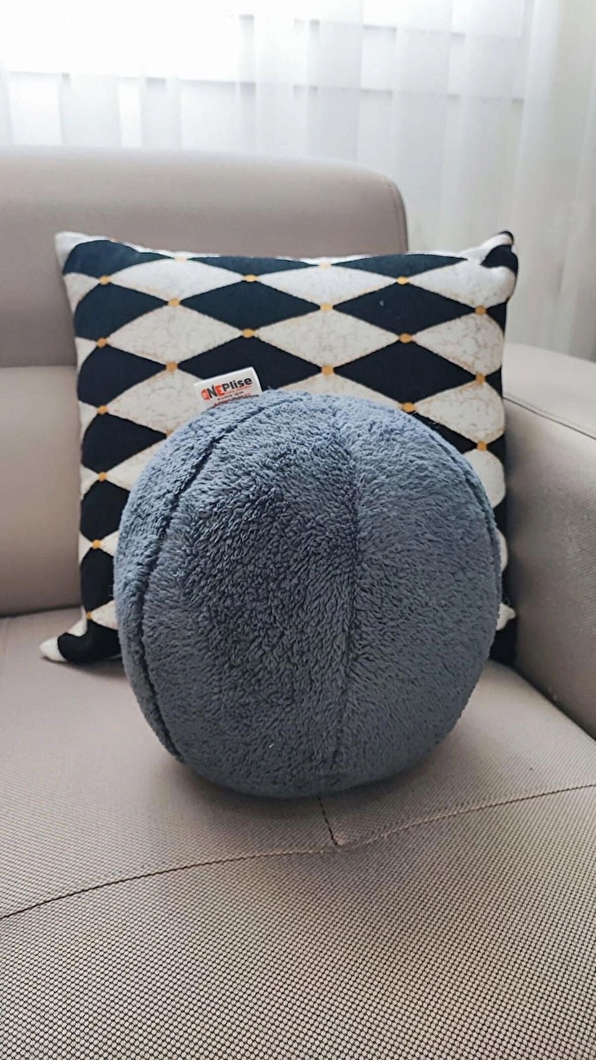 Top Kırlent Yastık 1 Büyük Antrasit (42 cm) Welsoft
