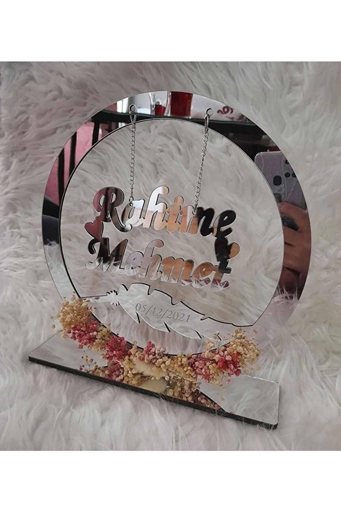  Pleksi Isimlik Masa Üstü Aynalı Gümüş Pleksi Isimlik Söz Nişan Düğün Masaüstü Isimlik Hediyelik