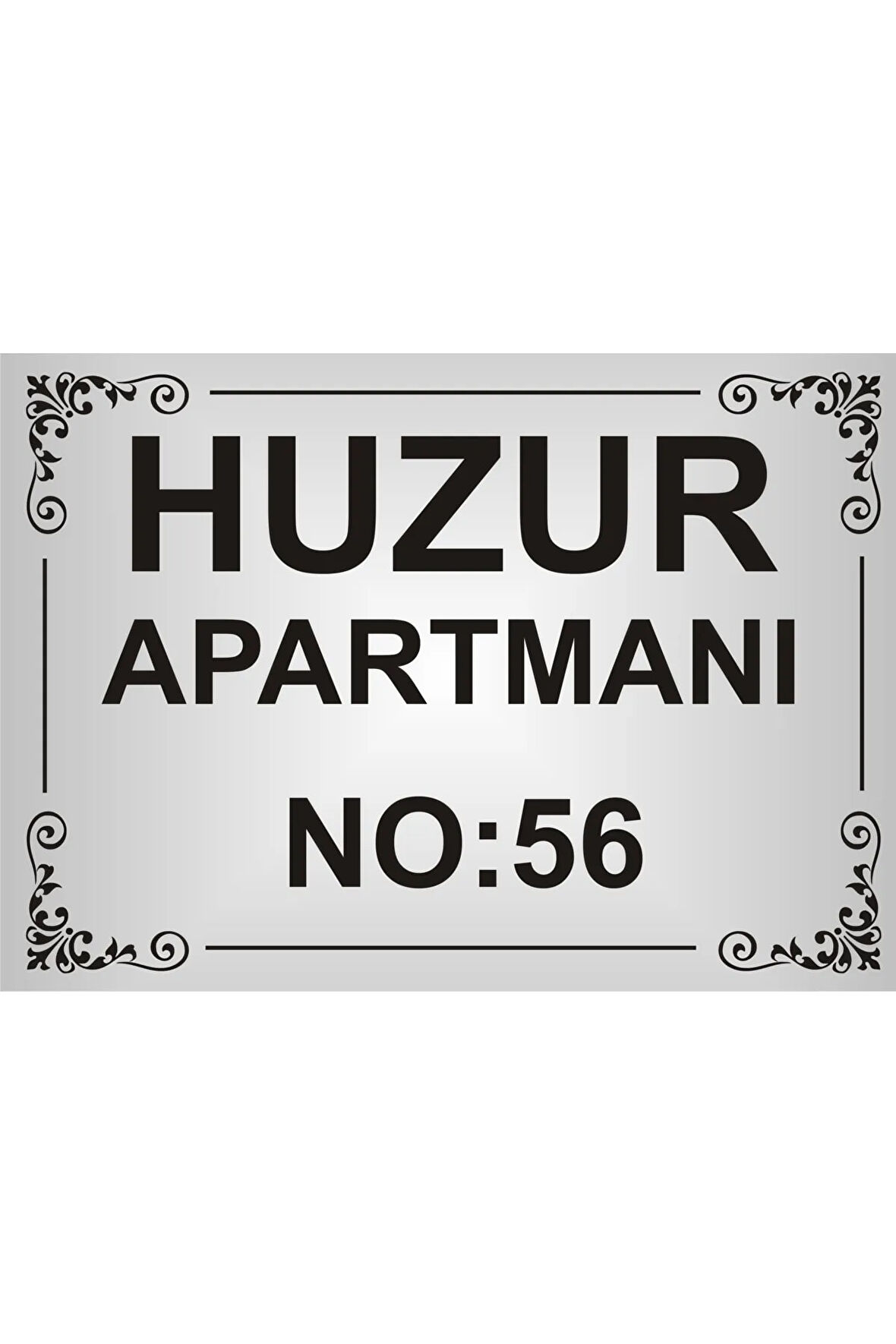 Apartman İsim Tabelası Aliminyum AYNALI Gümüş Metal Levha