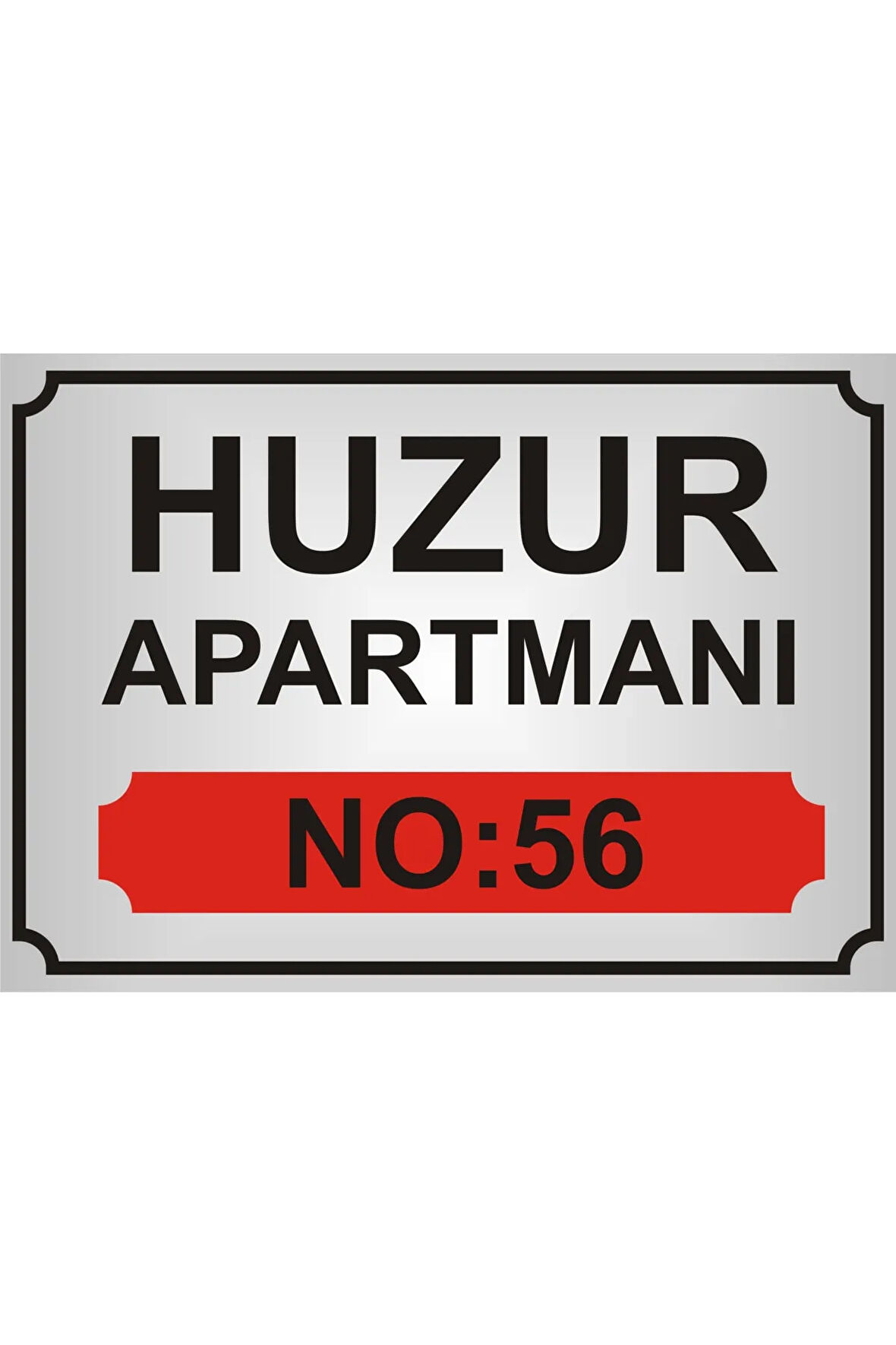 Apartman İsim Tabelası Aliminyum AYNALI Gümüş Metal Levha
