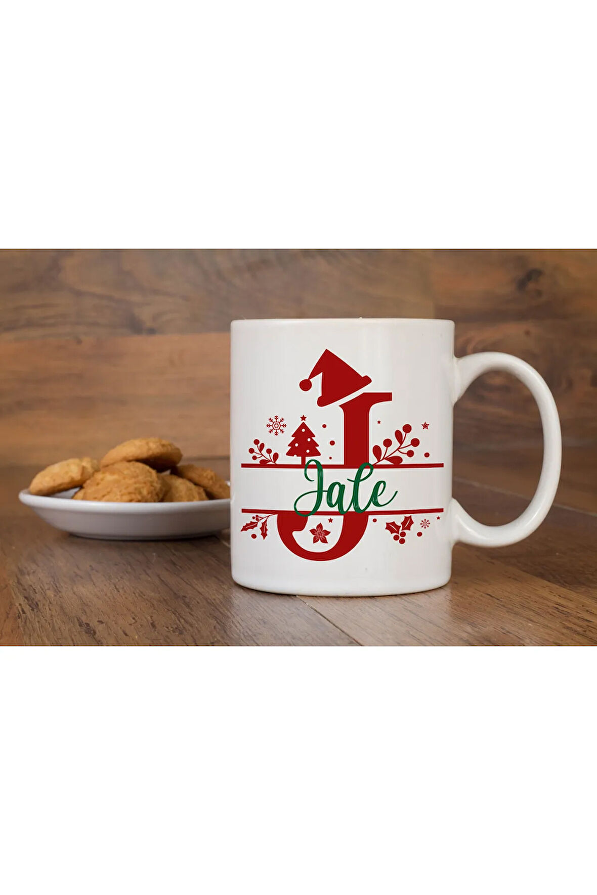 Yılbaşı Özel Kişiselleştirilebilir İsim Yazdırılabilir Harfli Kupa Bardak Christmas