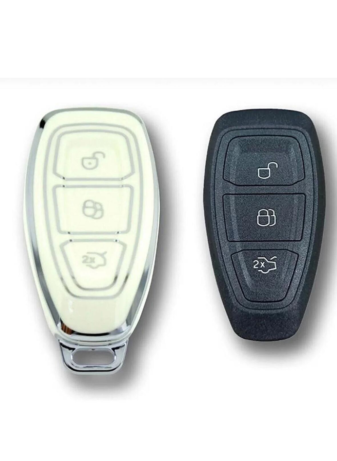 Ford Mondeo Focus Smart Beyaz-gümüş Oto Anahtar Kumanda Koruma Kılıf