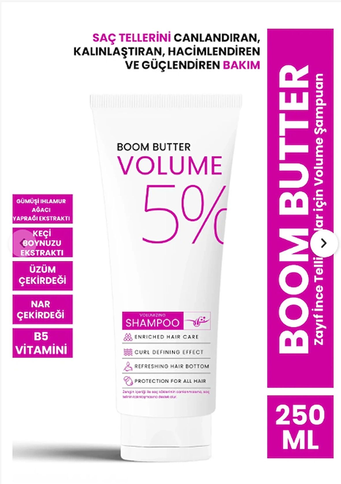 BOOM BUTTER Zayıf İnce Telli Saçlar için Volume Şampuan 250 ML