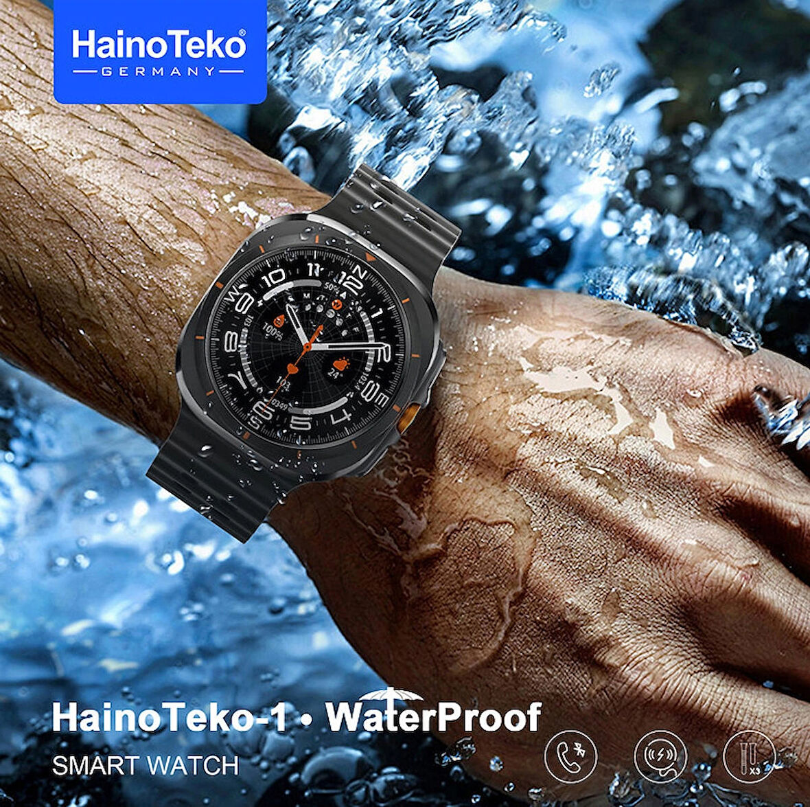 Haino Teko Germany 1 Waterproof Watch 10 Serisi Amoled Ekran Su Geçirmez 3 Kordonlu Akıllı Saat