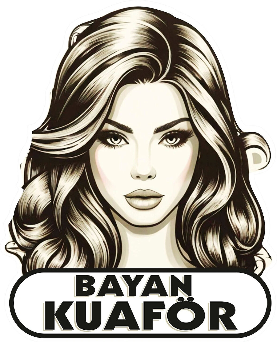  Kişiye Özel Bayan Kuaför Logolu Sticker