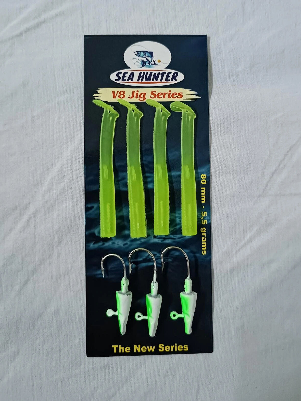 SeaHunter V8 Jig Series 8cm 5,5gr Silikon Yem 4pcs GLOW YEŞİL