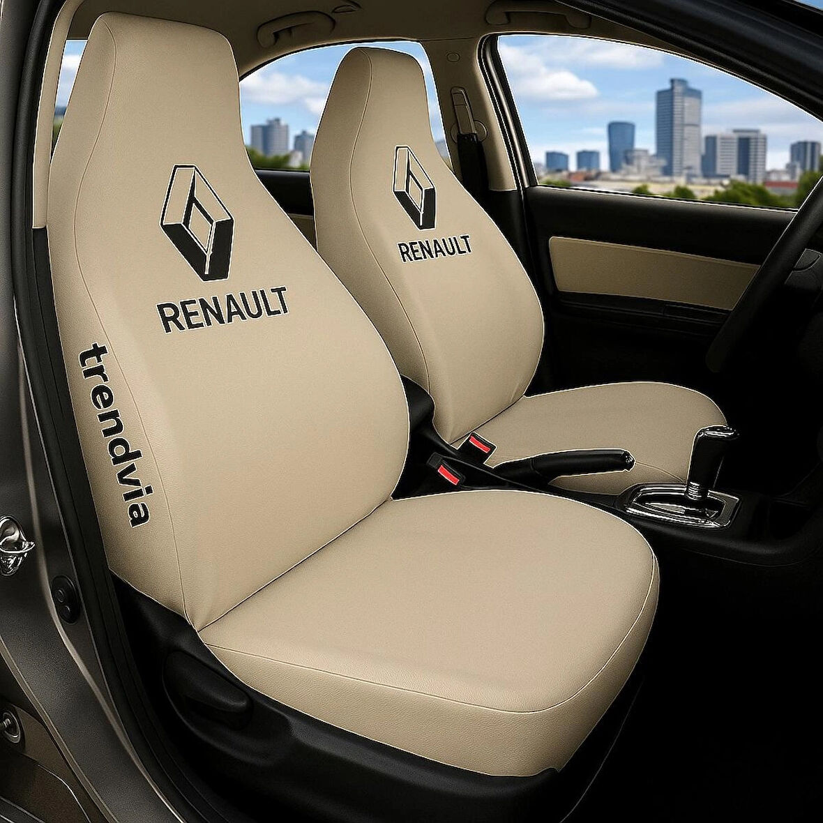 Seat Bej Renk Ön ve Arka Koltuk Kılıfı Penye Servis Seti – Araba Koltuk Koruyucu