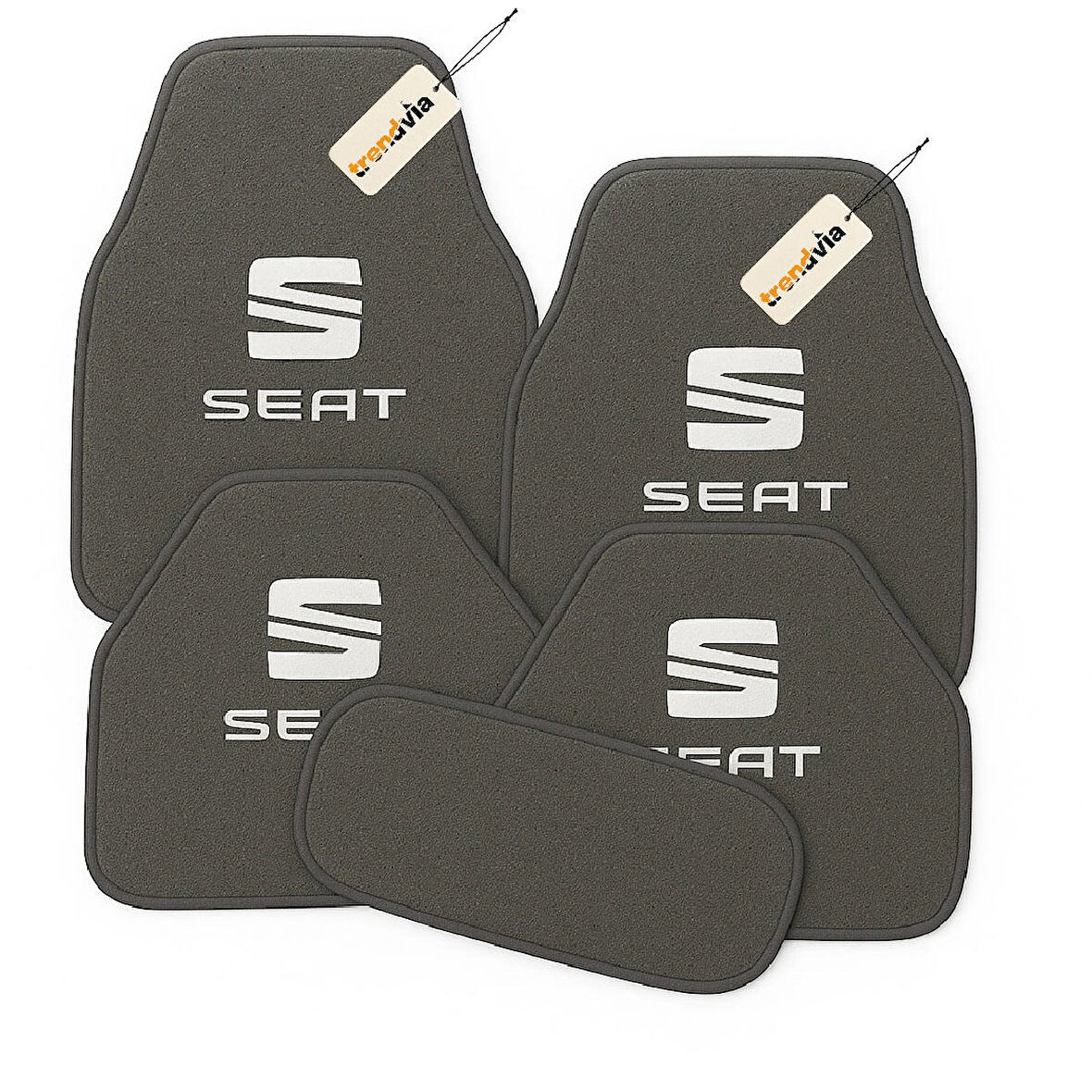 Gri Renk SEAT Logolu Halı Oto Paspas Seti 5 Parça – Dayanıklı Malzeme, Su Geçirmez, Kaymaz Taban, Tüm Mevsimlere Uygun