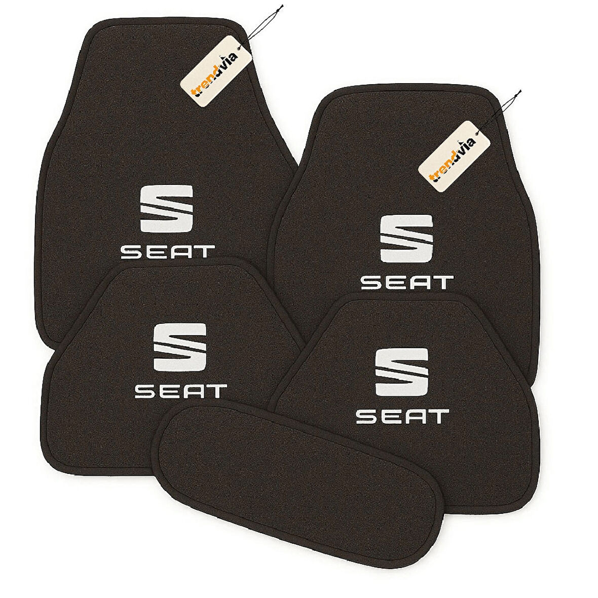 Antrasit Renk SEAT Logolu Halı Oto Paspas Seti 5 Parça – Dayanıklı Malzeme, Su Geçirmez, Kaymaz Taban, Tüm Mevsimlere Uygun
