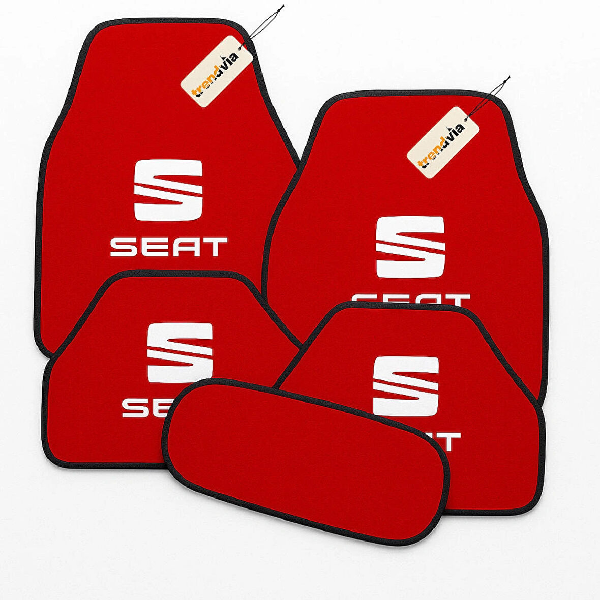 Kırmızı Renk SEAT Logolu Halı Oto Paspas Seti 5 Parça – Dayanıklı Malzeme, Su Geçirmez, Kaymaz Taban, Tüm Mevsimlere Uygun