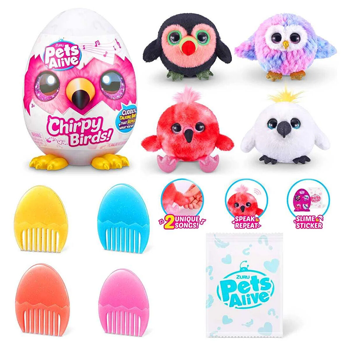 ZURU PETS ALİVE PEL06000 NEŞELİ KUŞ SÖYLENENİ TEKRAR EDEN SES KAYDEDEN 3+