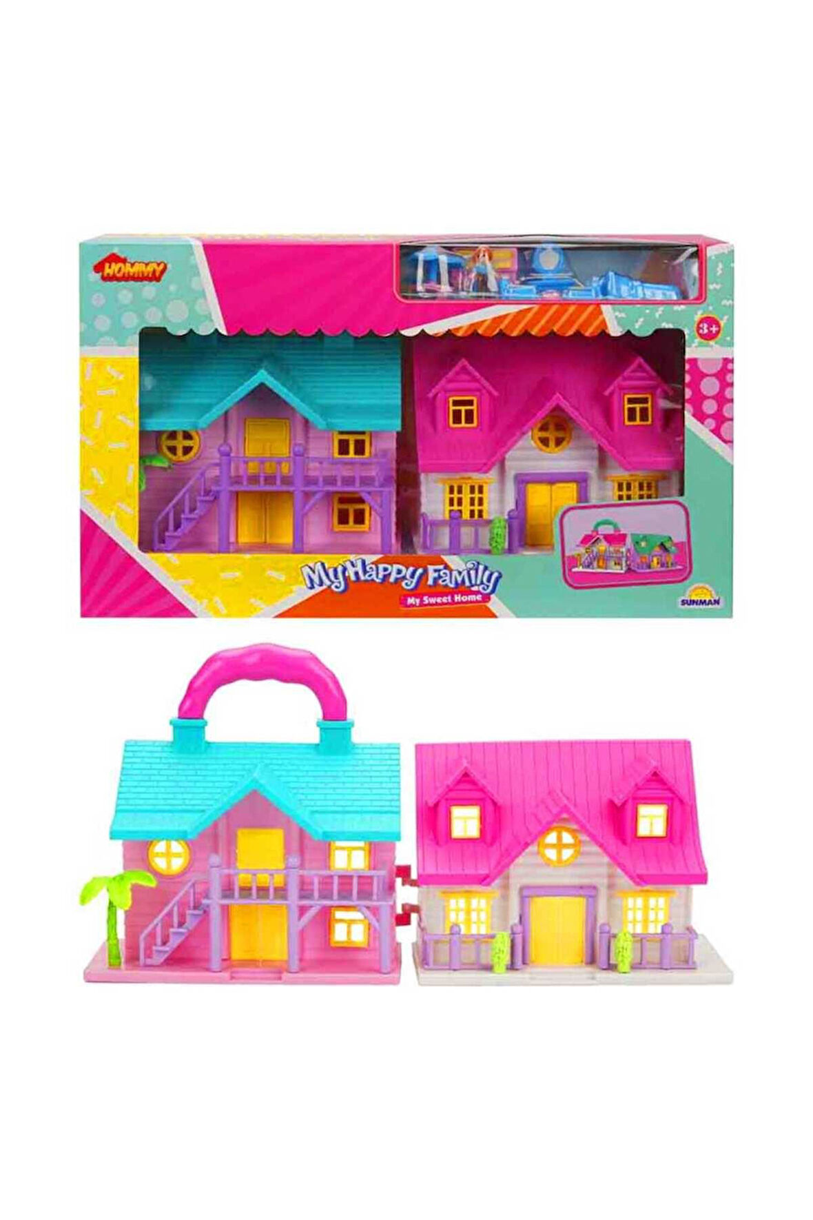 SEÇTİM ALDIM HOMMY KDL39-54 MY HAPPY FAMİLY VİLLA SET ÇİFT TARAFLI 2 KATLI 14 PCS ORTA 3+