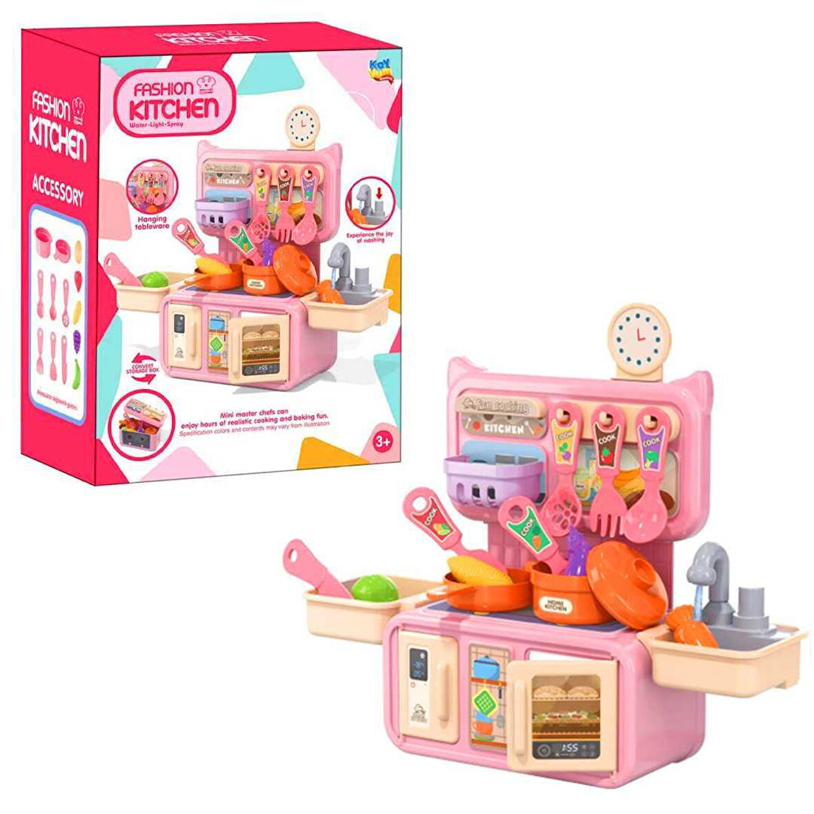 KAYYUM MİNİ MUTFAK SETİ SULU MUSLUKLU 2560 PEMBE 3+