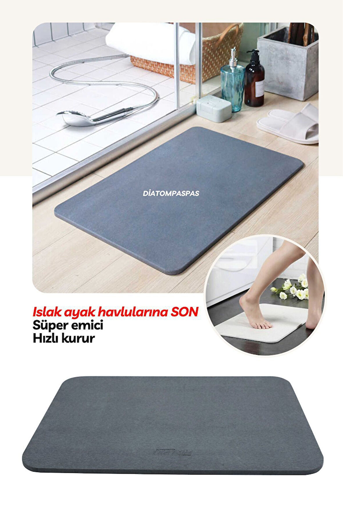 Sihirli Su Emici Banyo Paspası Tüm Renkler