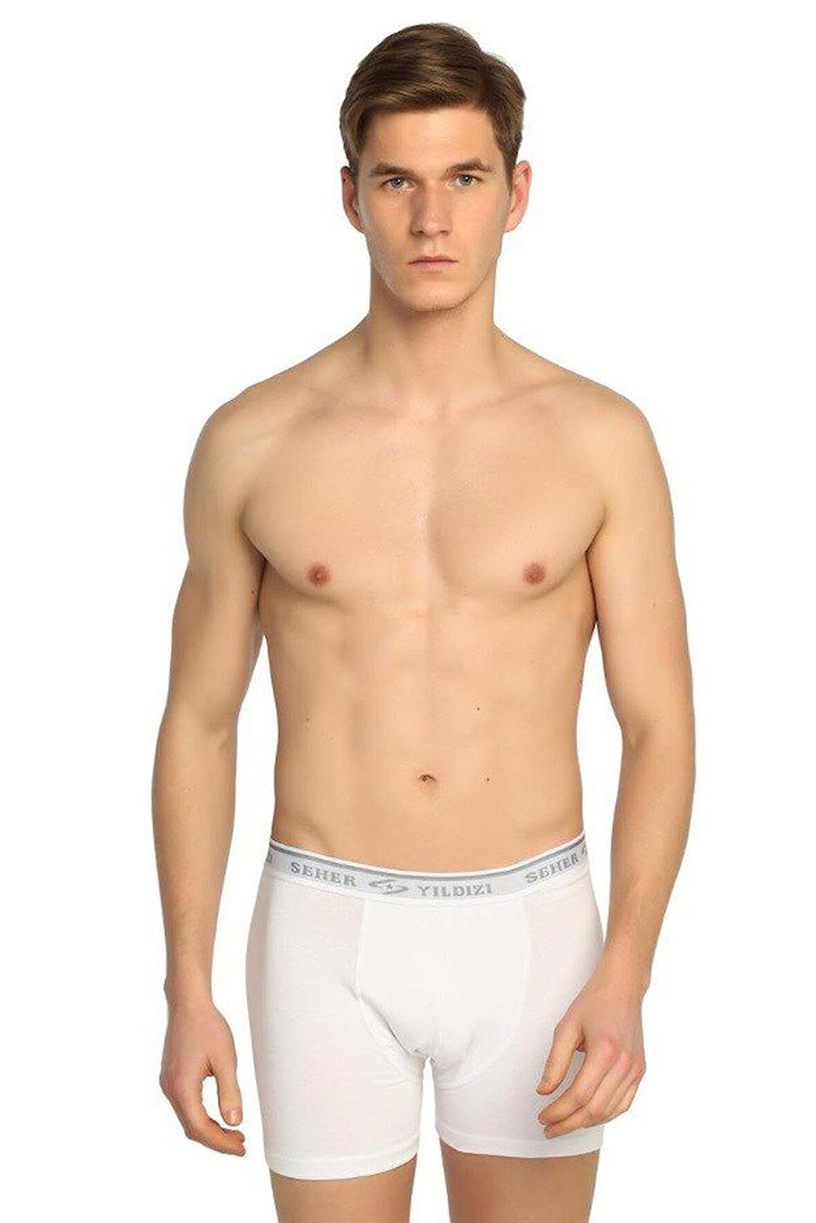 12 Adet Seher Yıldızı Beyaz Renk Elastan Boxer