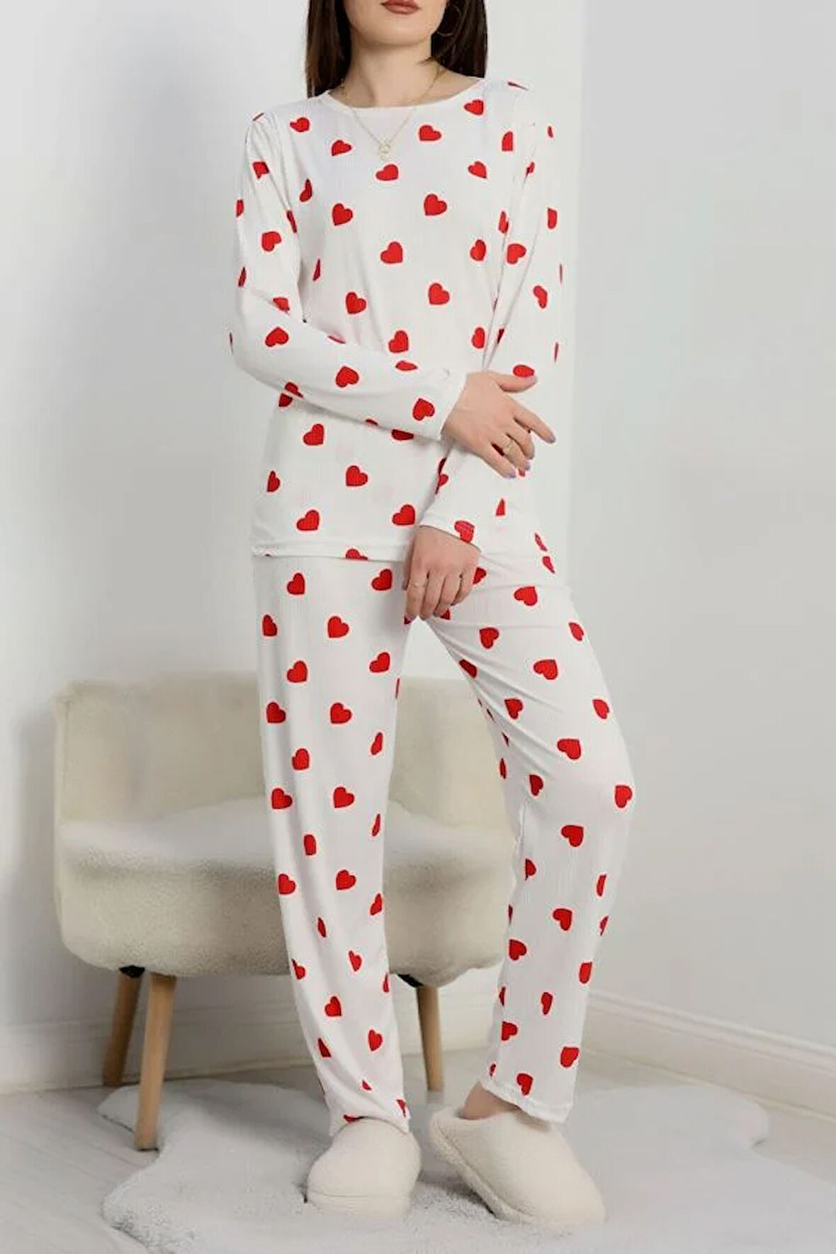 SeKa Pegasus Alt Üst Aynı Pijama Takımı Beyazkırmızı - 50749.1048.