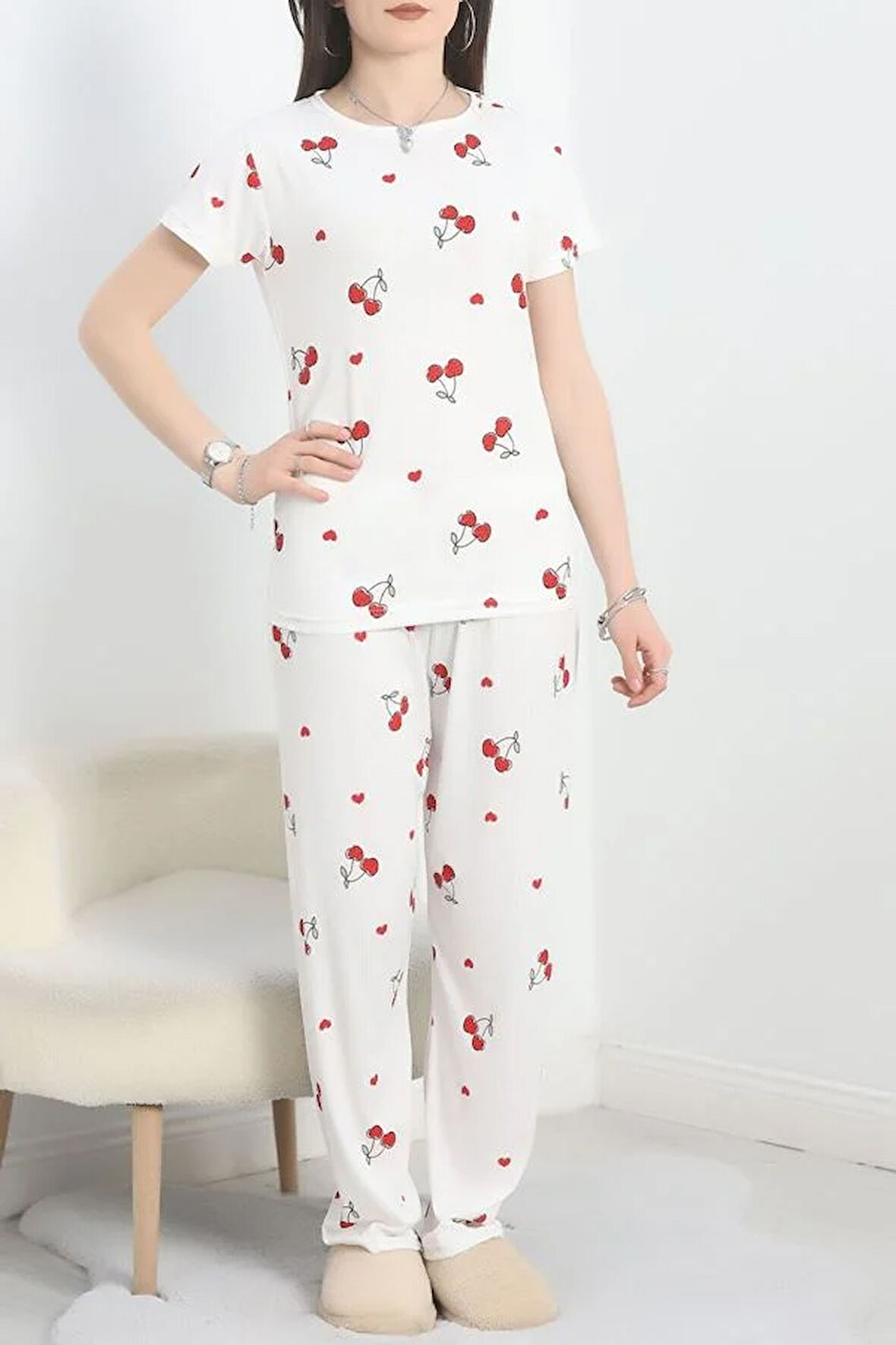 SeKa Alt Üst Aynı Pegasus Pijama Takımı Beyazkiraz - 50419.1048.