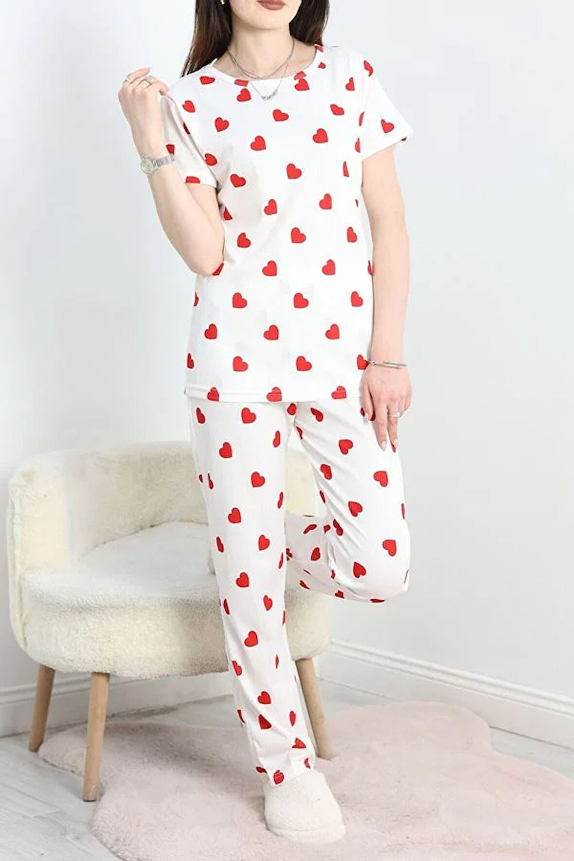 SeKa Alt Üst Aynı Pegasus Pijama Takımı Beyazkırmızı - 50419.1048.