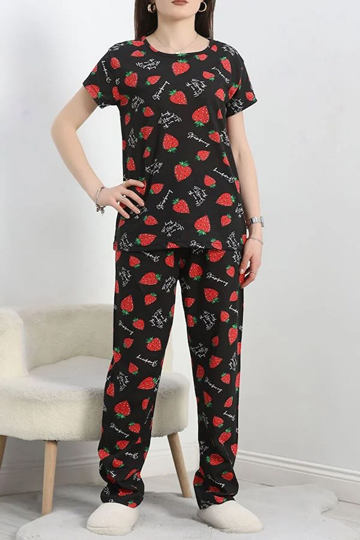 SeKa Alt Üst Aynı Pijama Takımı Siyahçilek - 50079.1857.