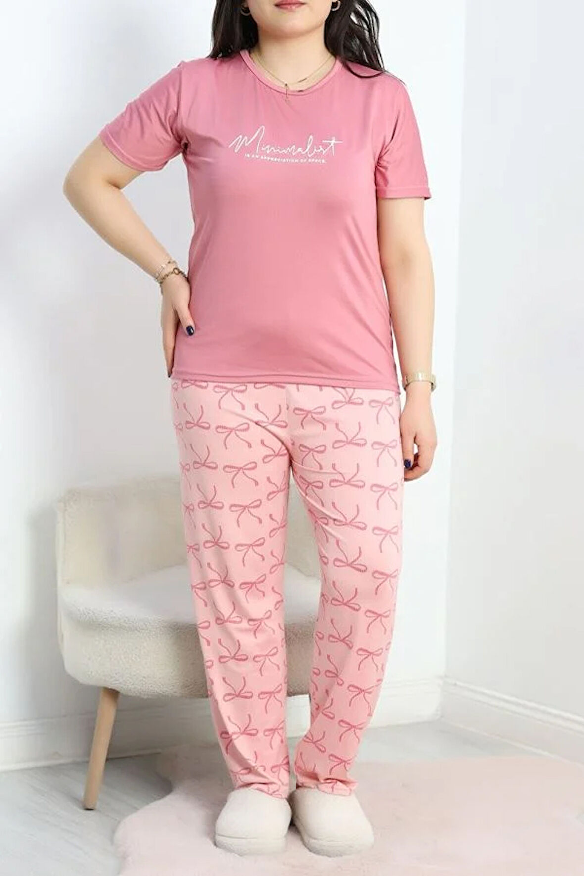 SeKa Milan Battal Pijama Takımı Gülkurusu - 50675.1285.