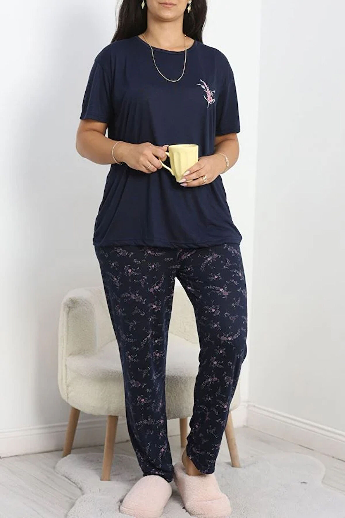 SeKa Büyük Beden Poliviskon Pijama Takımı Lacipembe - 50161.1048.