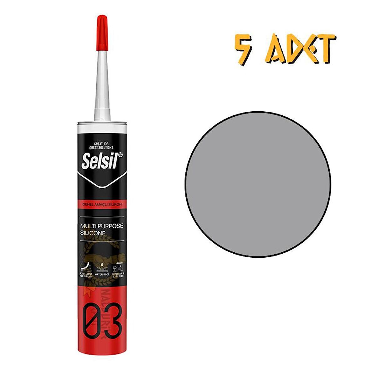 Selsil Genel Amaçlı Silikon ALÜMİNYUM 322 gr. - 5 Adet