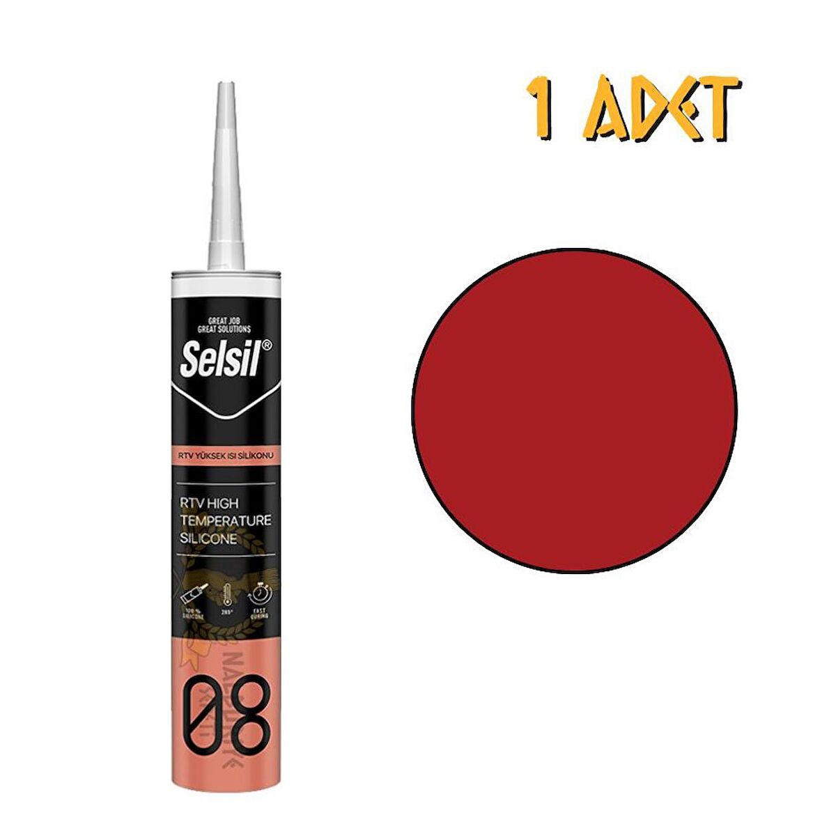 Selsil RTV 250 Derece Dayanıklı Isı Silikonu KIRMIZI 310 ml. - 5 Adet