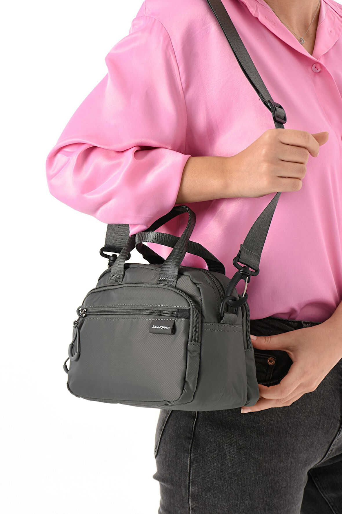 Sanmorris Suya Dayanıklı Ultra Hafif Paraşüt Kumaş 4 Gözlü Kadın El ve Omuz Çantası