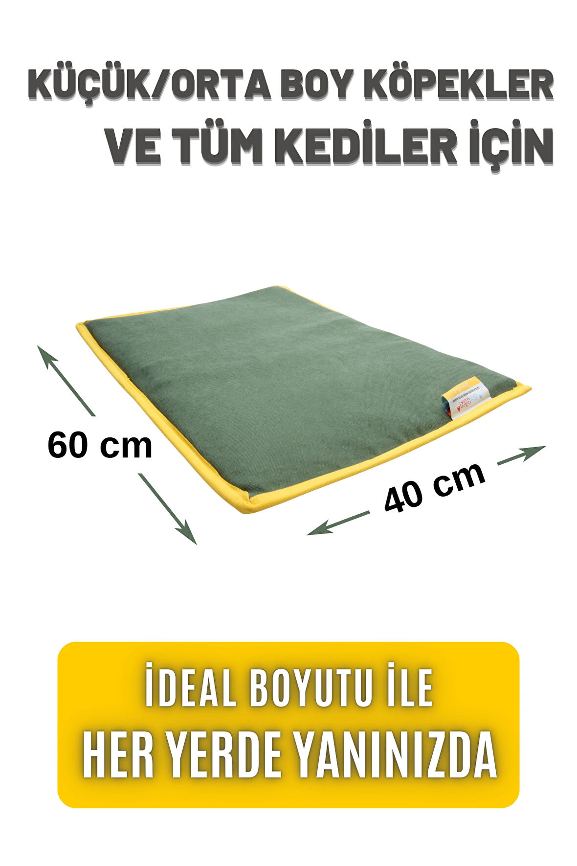 pawdaz Serin (60X40CM) - 4 Mevsim Kedi/ Köpek Matı, Sıcak Veya Soğuk Kullanılabilen Minder Yatak (haki)