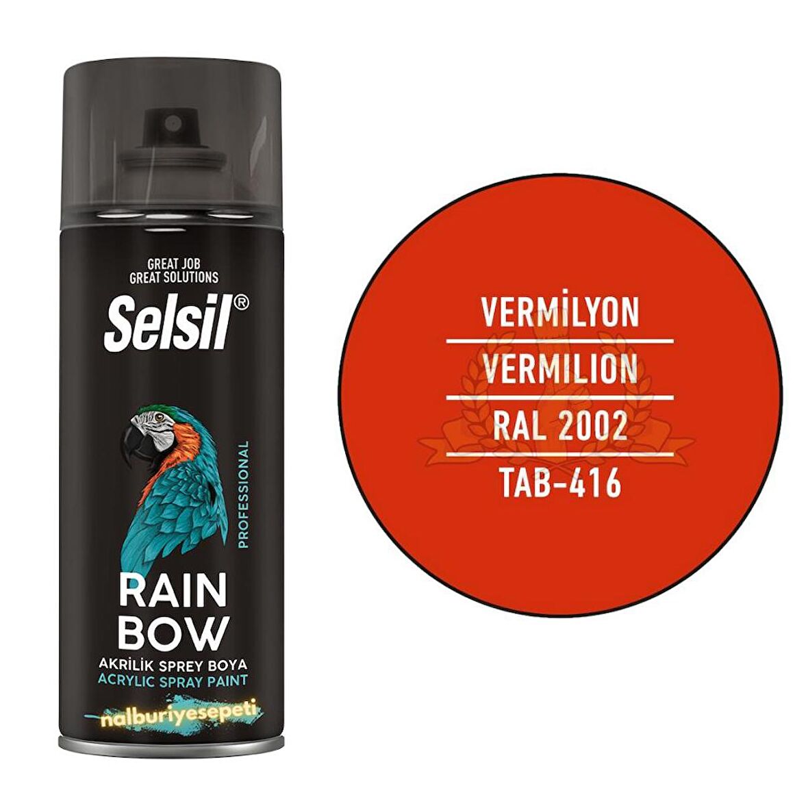 Selsil Rainbow Akrilik Sprey Boya VERMİLYON KIRMIZI 400 ml. - RAL2002