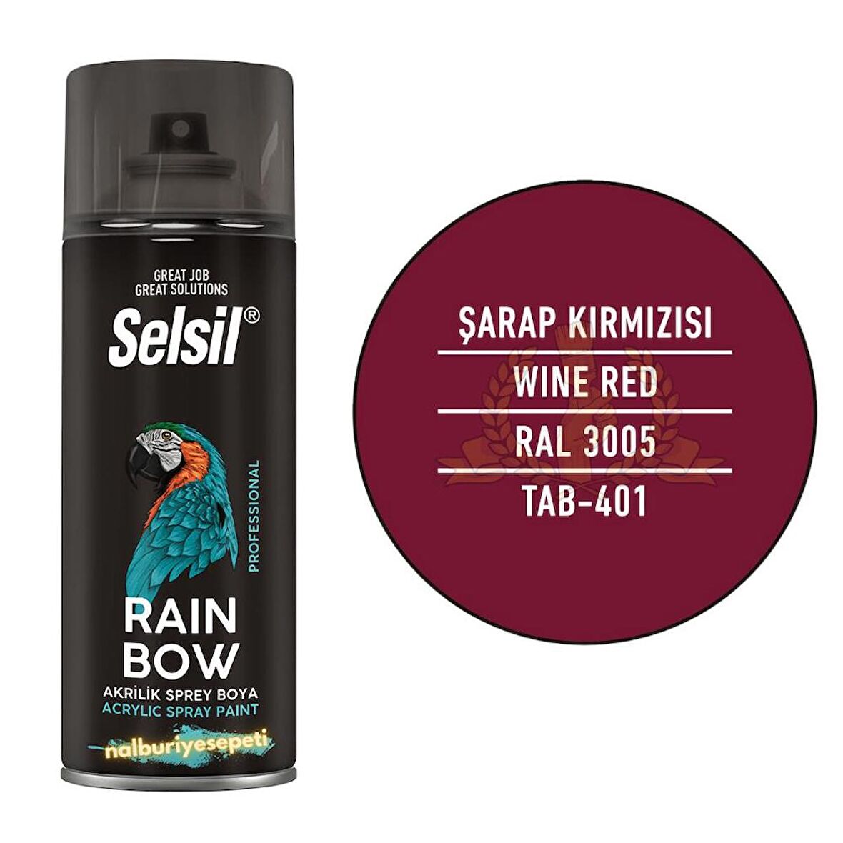 Selsil Rainbow Akrilik Sprey Boya ŞARAP KIRMIZI 400 ml. - RAL3005