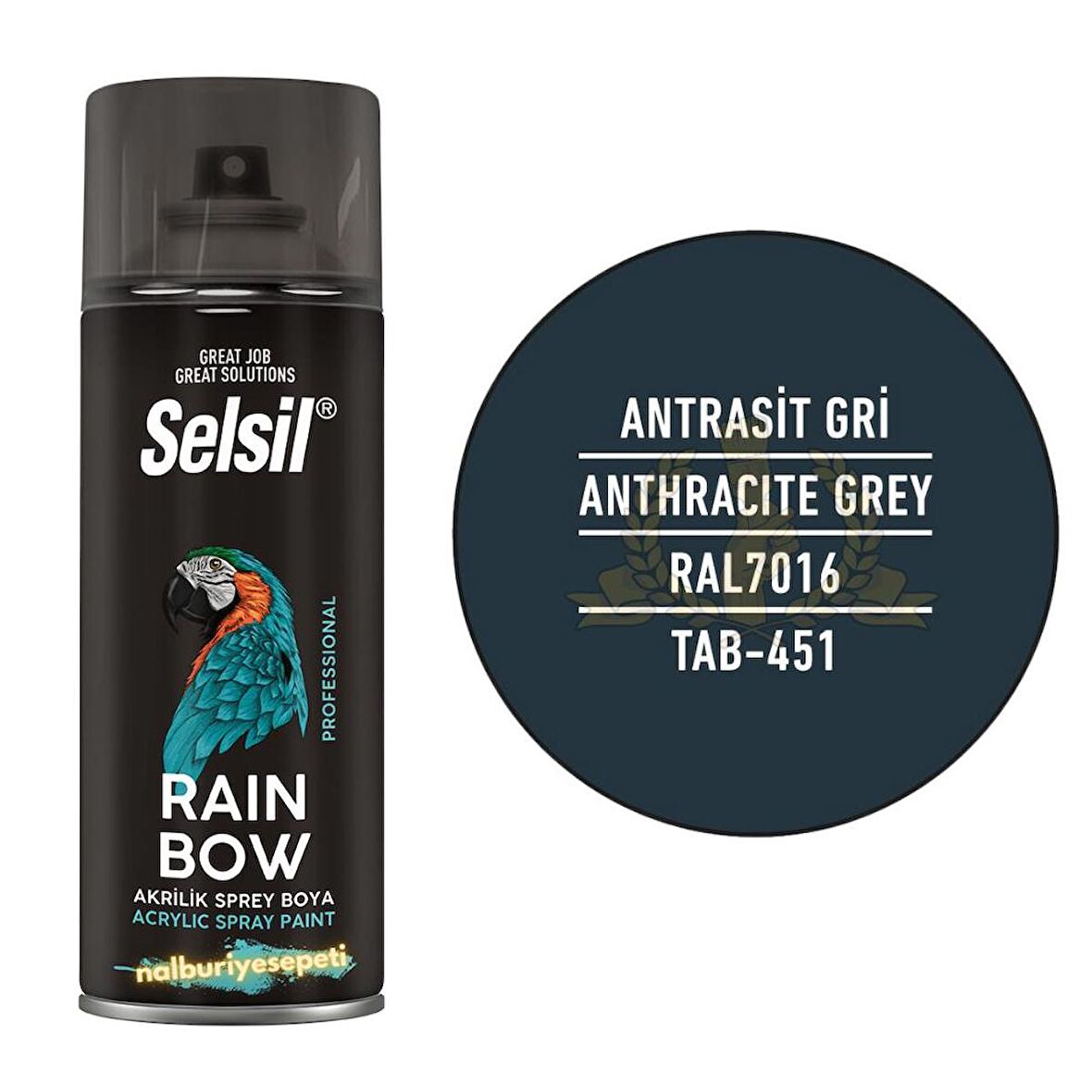 Selsil Rainbow Akrilik Sprey Boya ANTRASİT 400 ml. - RAL7016