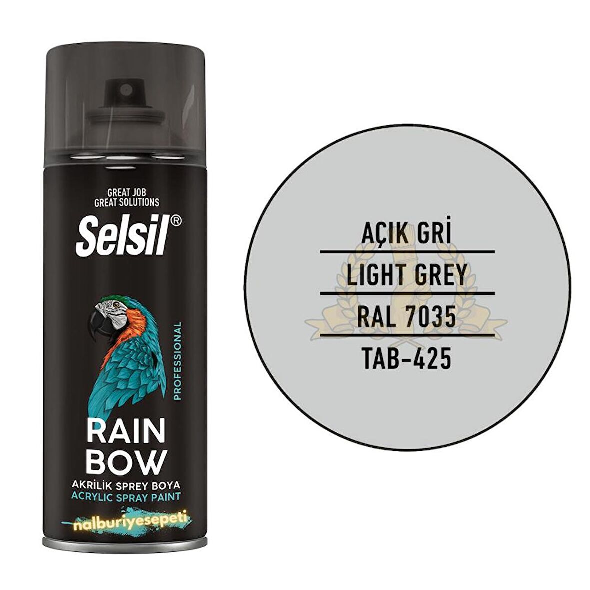 Selsil Rainbow Akrilik Sprey Boya AÇIK GRİ 400 ml. - RAL7035