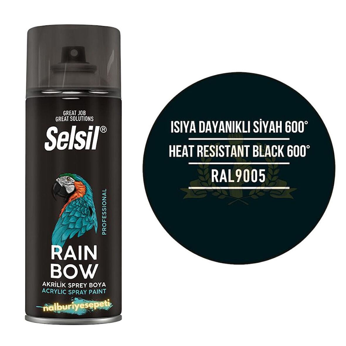 Selsil Isıya Dayanıklı Akrilik Sprey Boya MAT SİYAH 400 ml. - RAL9005